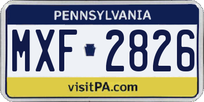 PA license plate MXF2826