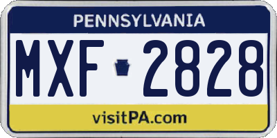 PA license plate MXF2828