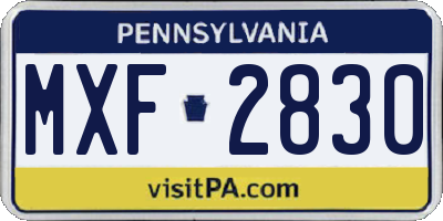 PA license plate MXF2830