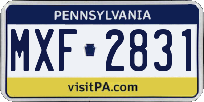 PA license plate MXF2831