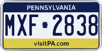 PA license plate MXF2838