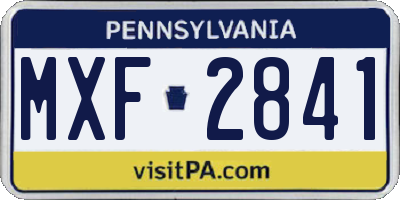 PA license plate MXF2841