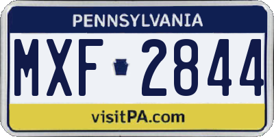 PA license plate MXF2844
