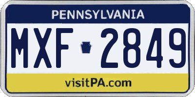 PA license plate MXF2849
