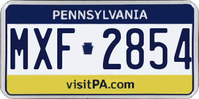 PA license plate MXF2854