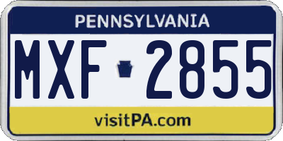 PA license plate MXF2855