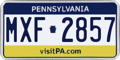 PA license plate MXF2857