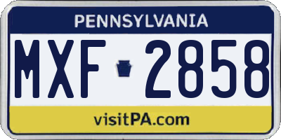 PA license plate MXF2858