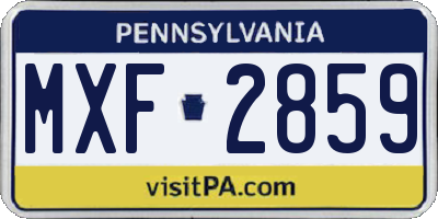 PA license plate MXF2859