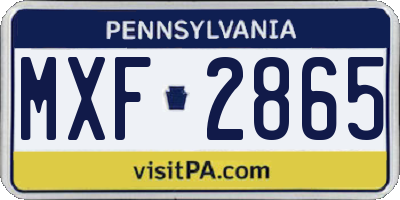 PA license plate MXF2865