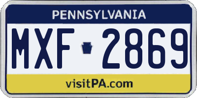 PA license plate MXF2869