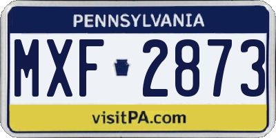 PA license plate MXF2873