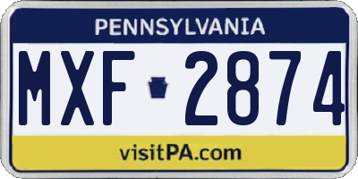 PA license plate MXF2874