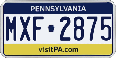PA license plate MXF2875