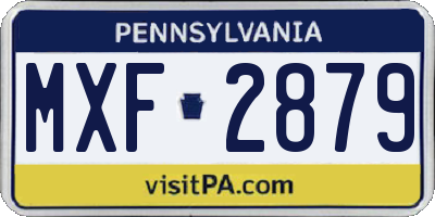 PA license plate MXF2879