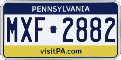PA license plate MXF2882