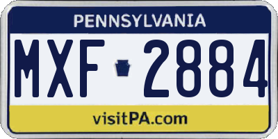 PA license plate MXF2884
