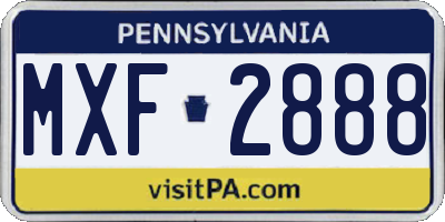 PA license plate MXF2888