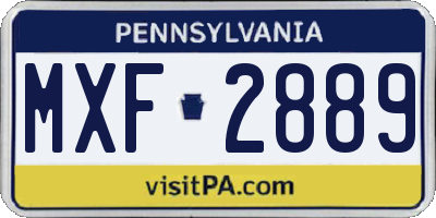 PA license plate MXF2889