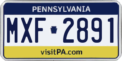 PA license plate MXF2891