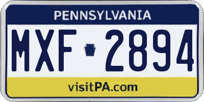 PA license plate MXF2894