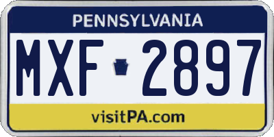 PA license plate MXF2897