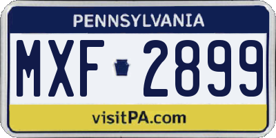PA license plate MXF2899