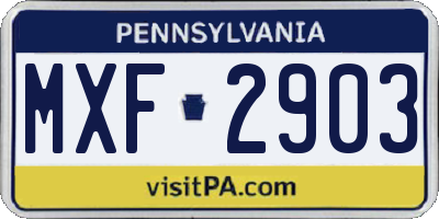 PA license plate MXF2903