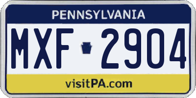 PA license plate MXF2904