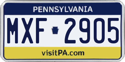 PA license plate MXF2905