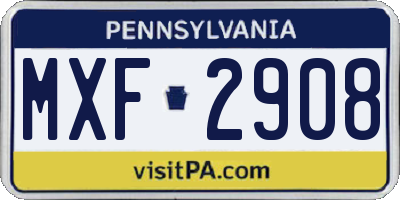 PA license plate MXF2908