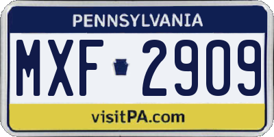 PA license plate MXF2909