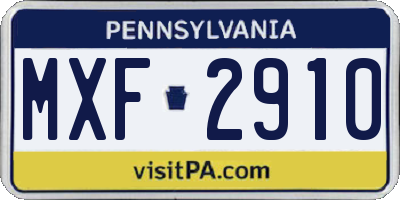 PA license plate MXF2910
