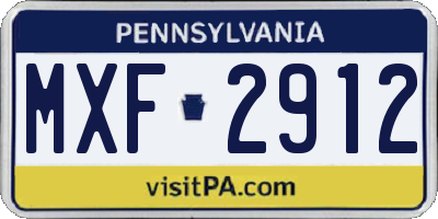 PA license plate MXF2912