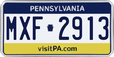 PA license plate MXF2913