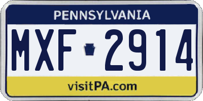 PA license plate MXF2914