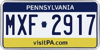 PA license plate MXF2917