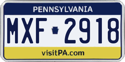 PA license plate MXF2918