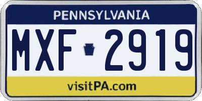 PA license plate MXF2919