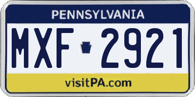 PA license plate MXF2921