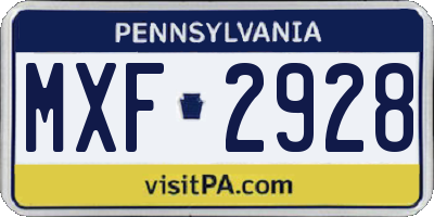 PA license plate MXF2928