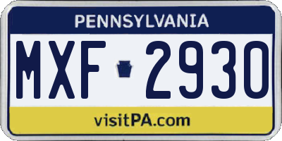 PA license plate MXF2930