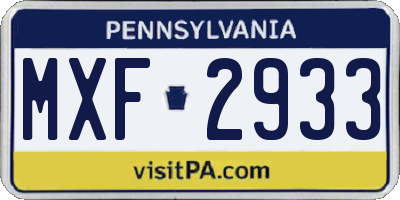 PA license plate MXF2933