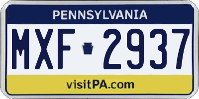 PA license plate MXF2937