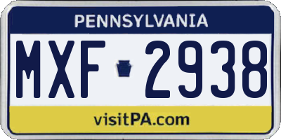 PA license plate MXF2938