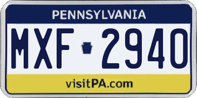 PA license plate MXF2940
