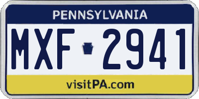 PA license plate MXF2941