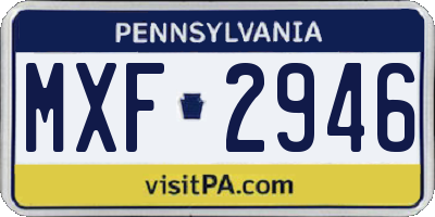 PA license plate MXF2946