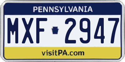 PA license plate MXF2947