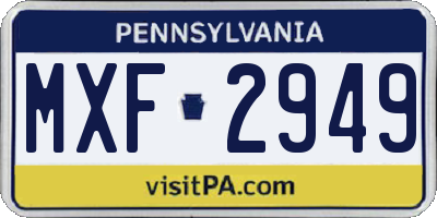 PA license plate MXF2949